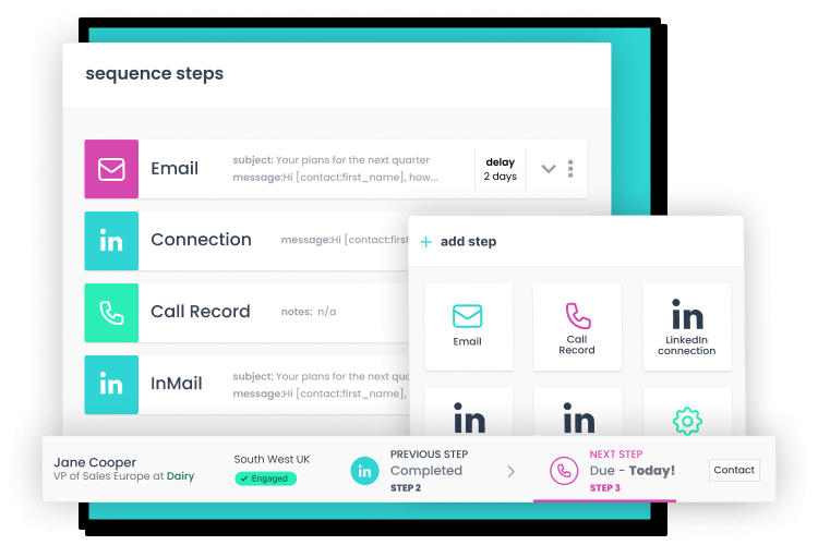 screenshot of Pipelyft sales engagement platform, multi-channel